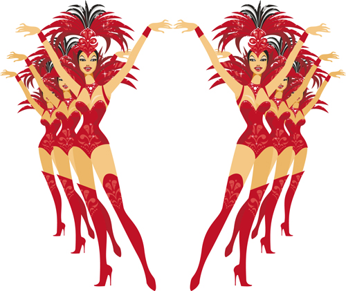 Set of Show Girl design elements vector 01