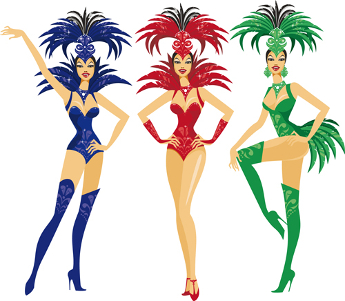 Set of Show Girl design elements vector 02