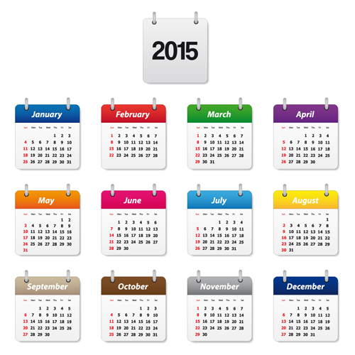 simple colored calendar 2015 