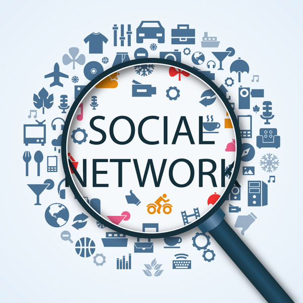 social network magnifier infographics 
