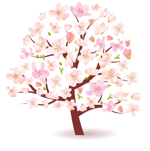 Different Spring tree elements vector 04