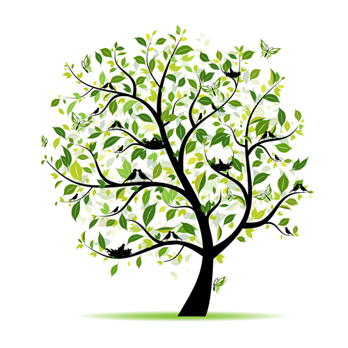 Different Spring tree elements vector 05