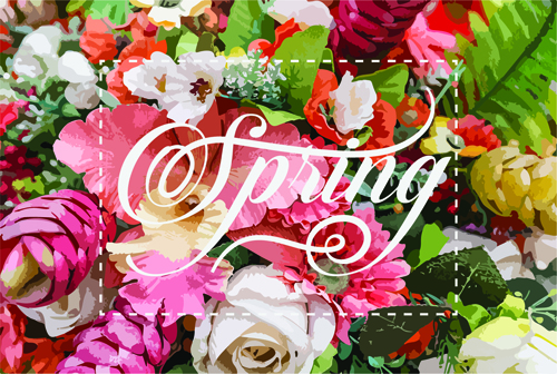 Spring watercolor flower background art vector