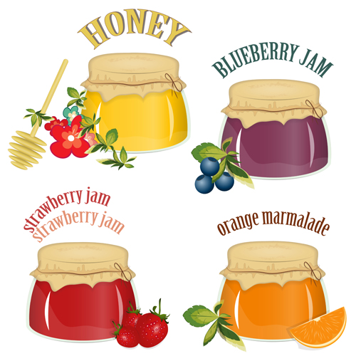 ty jams design elements vector set 03 Tasty jams design elements vector set 03