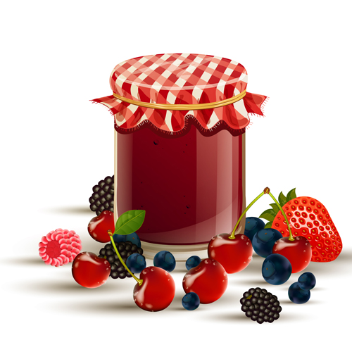 Tasty jams design elements vector set 04