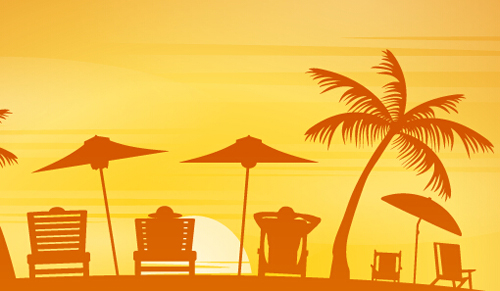 Vector beach sunbeds silhouette material 01