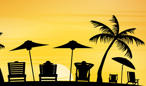 Vector beach sunbeds silhouette material 02