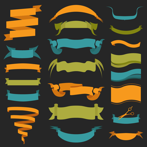 Vector set of ribbon vintage banners 08
