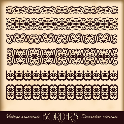 Vintage borders decoration elements vector 03