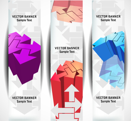 Abstract Vertical web banner vector set 04