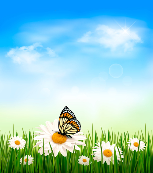 Sunny Blue Sky background vector 03