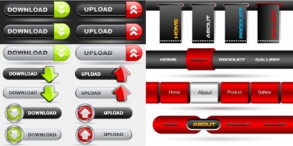 Website button with navigation bar red and black vector Website button with navigation bar red and black vector