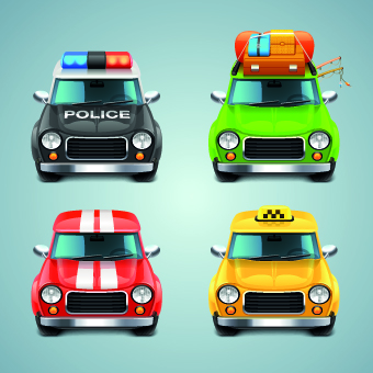 Funny car with travel elements vector 03