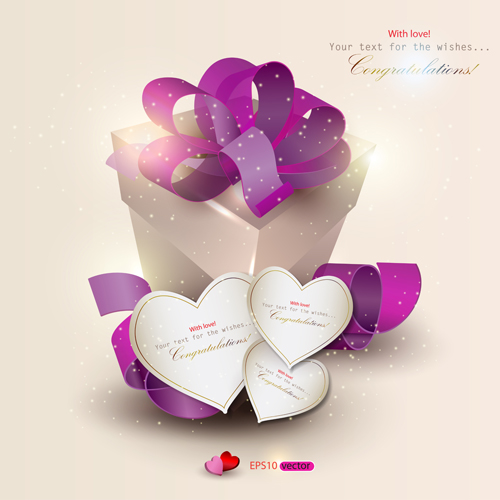 Set of Cute Gift cards vector 01
