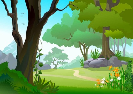 Green landscape trees background vector Green landscape trees background vector