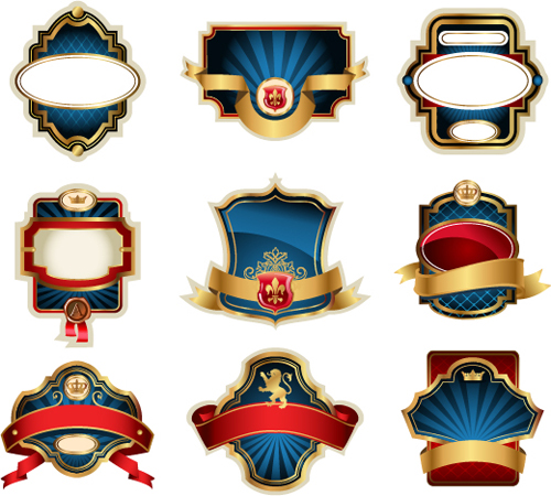 luxurious royal label golden vector material 02