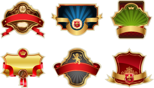 luxurious royal label golden vector material 03