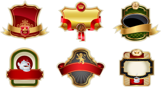 luxurious royal label golden vector material 04