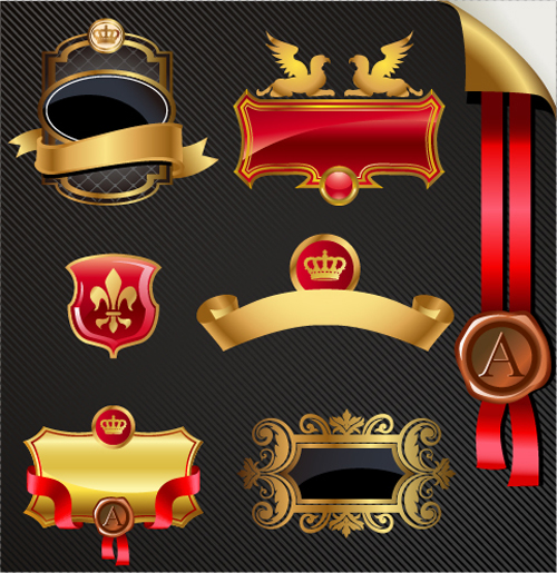luxurious royal label golden vector material 07