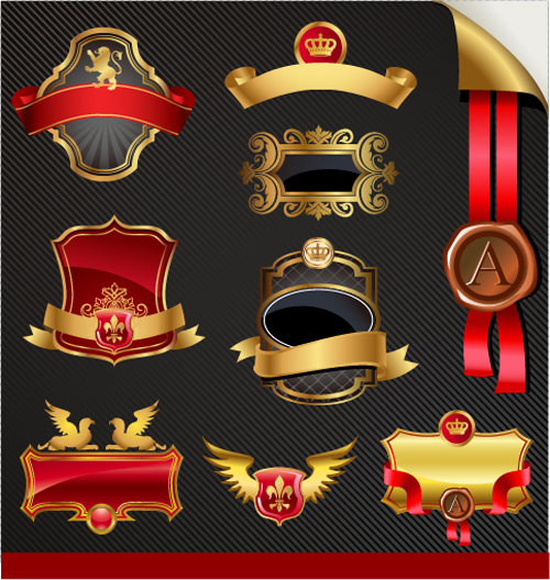 luxurious royal label golden vector material 08