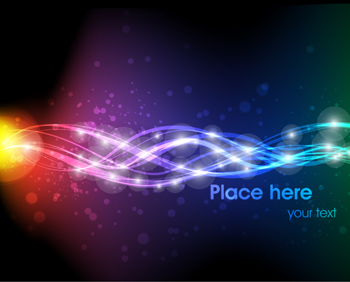 Neon Light beam vector backgrounds set 01