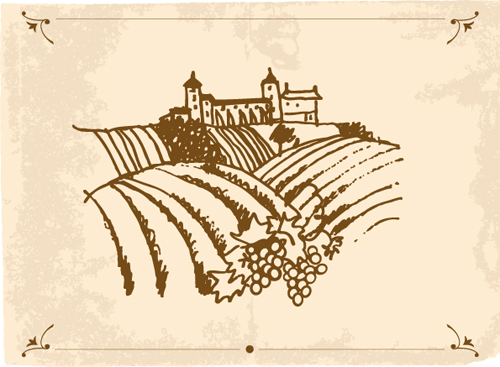Hand drawn Retro Vineyard elements vector 01