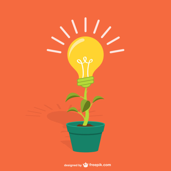 yellow bulb with plant vector