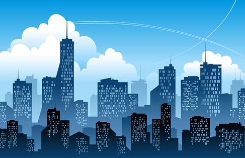 vector illustration modern city blue 