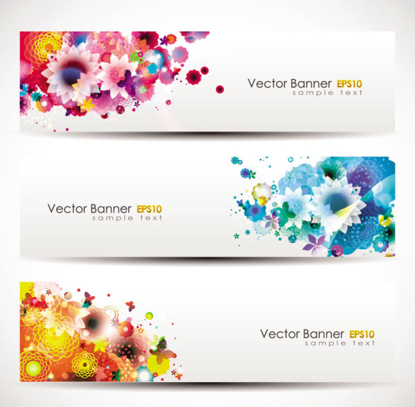 Colorful flowers vector banner