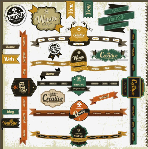 superior Navigation and Buttons web design elements vector 02