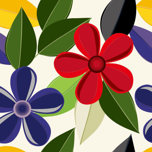 Set of Drawing Seamless Flower Pattern vector 03