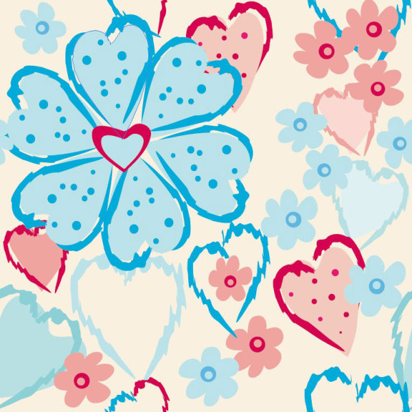Set of Drawing Seamless Flower Pattern vector 04