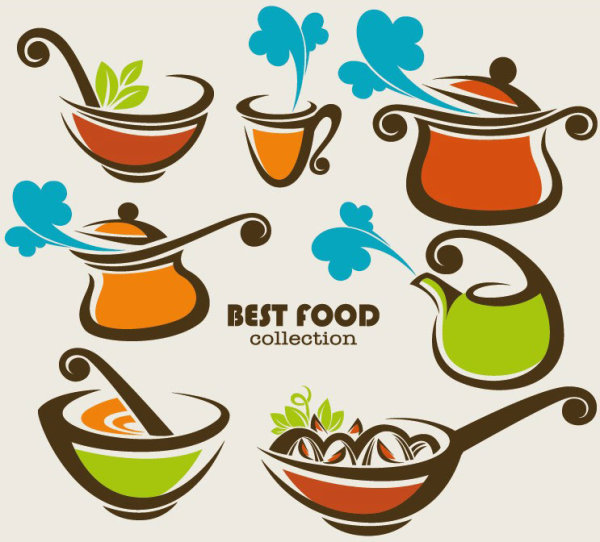 tea Elements Silhouettes vector 03