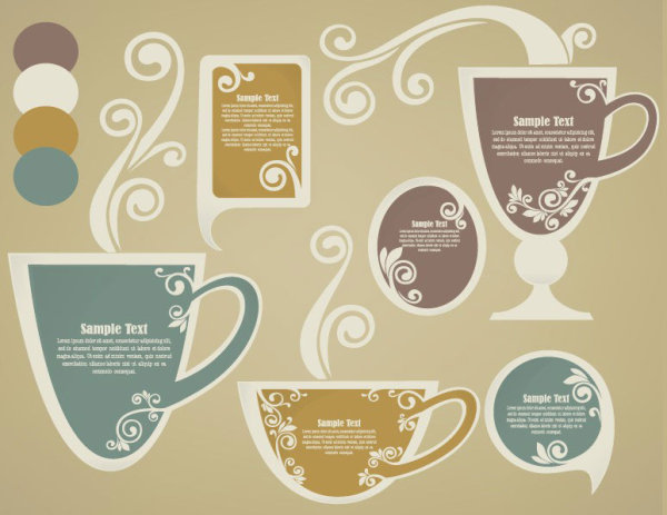 tea Elements Silhouettes vector 04