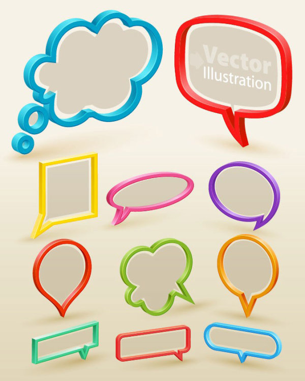 Set of cute Speech Bubbles vector 03