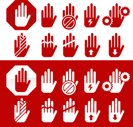 warning icon hand 