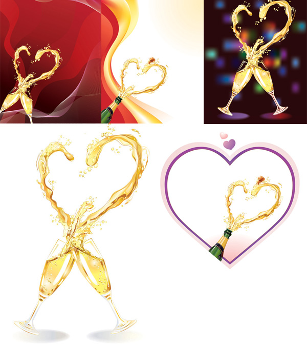 Heart shaped champagne design vector