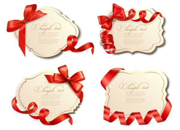 Vivid Bow with Ribbons labels vector 01