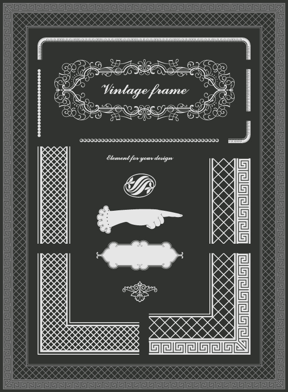Vintage frames decor elements vector set 02