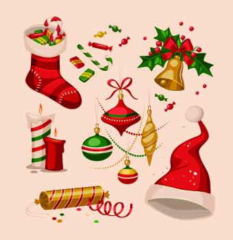 2014 Christmas vintage objects vector 03