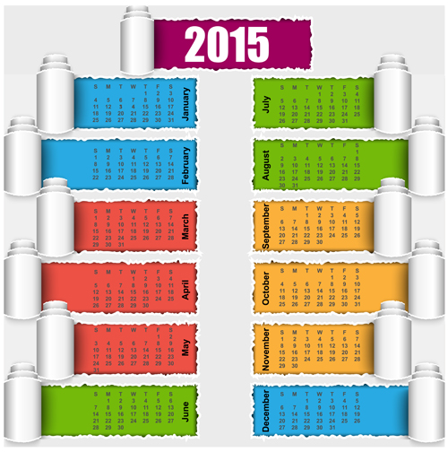 paper colored calendar 2015 