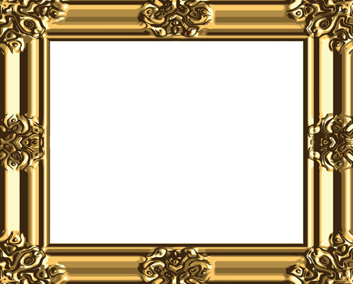 Set of Antique Gold Photo Frame elements vector 03