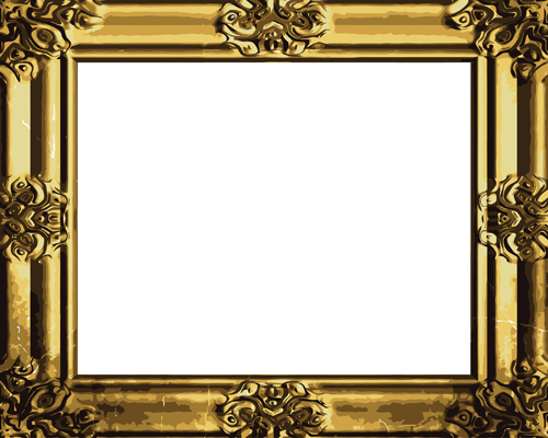 Set of Antique Gold Photo Frame elements vector 04