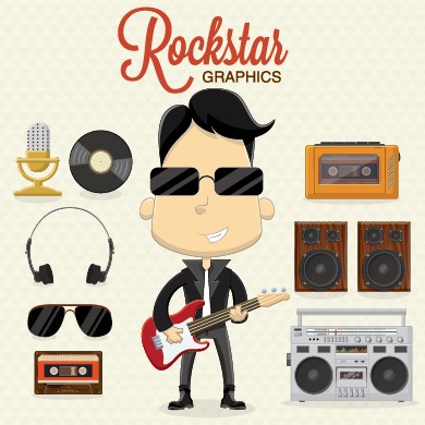 Boys and Rock design vector set