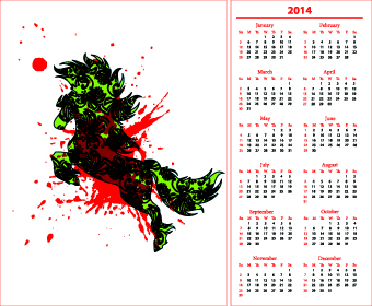 splash illustration horse calendar 2014 