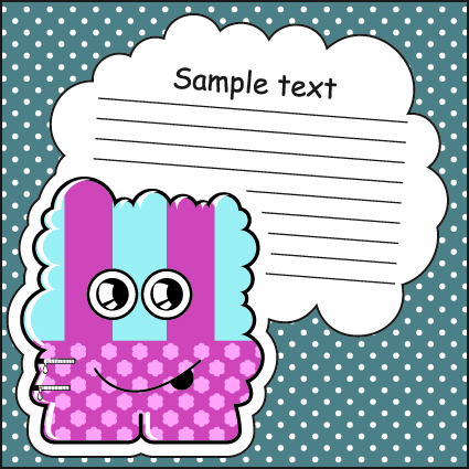 Cartoon monster with message cloud vector set 02