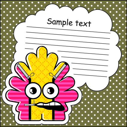 Cartoon monster with message cloud vector set 03