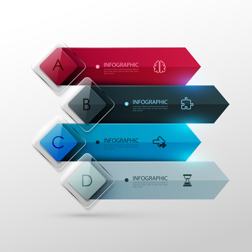 Colored banner infographics elements vector 01