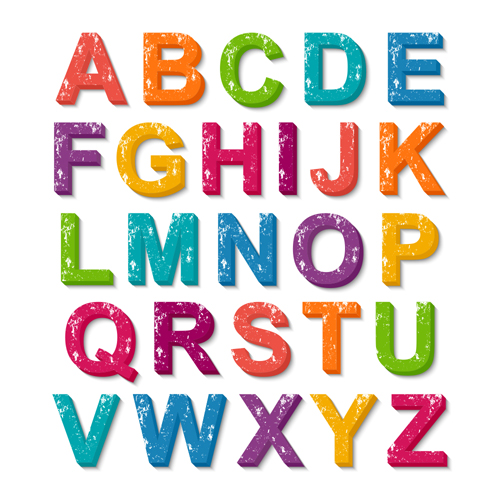 grunge colored alphabet 