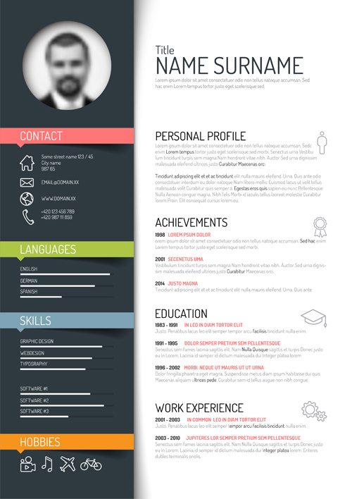 Creative resume template design vectors 02
